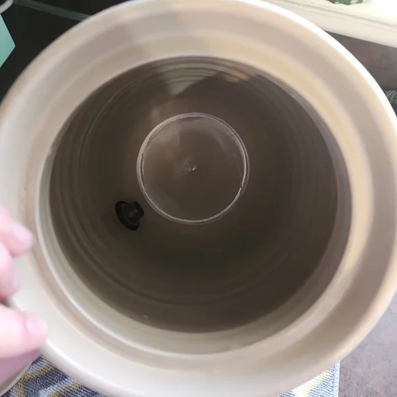 Stoneware Beverage Dispenser - Cream with Blue Stripes - Picture 4 of 7